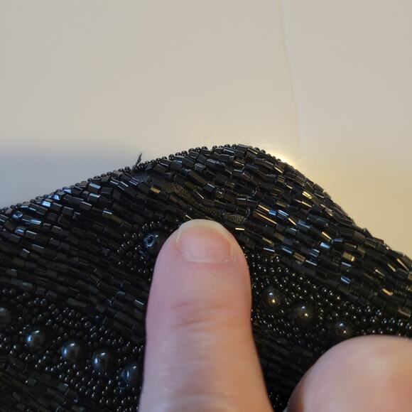 Vintage Beaded Bag Women's Small Embellished Clutch With Chain Black Tie Festive - Picture 5 of 10